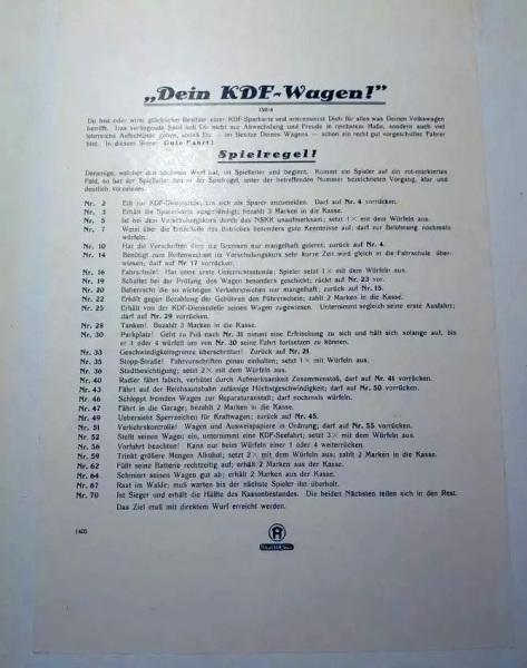 Hauser "Dein KdF-Wagen" Volkswagen KdF Gesellschaftsspiel mit Originalkarton (4981)